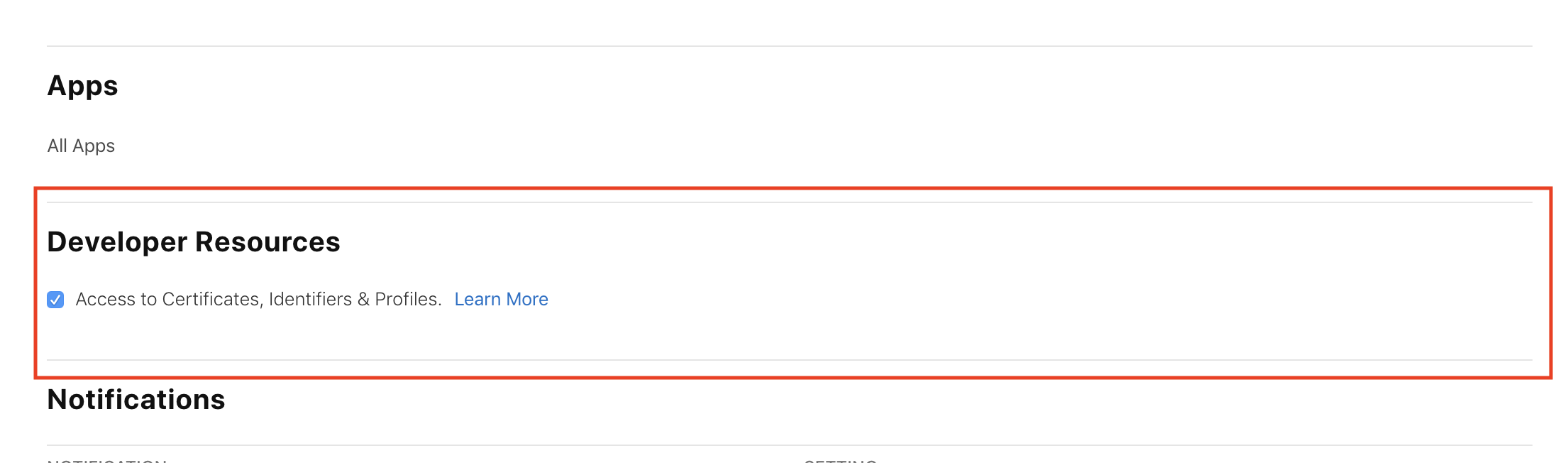 Access to Certificates, Identifiers & Profiles